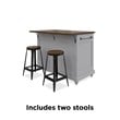 Dorel Living Kelsey Kitchen Island with 2 Stools in Gray