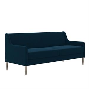 cosmoliving virginia sofa modern couch with steel legs in blue linen