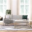 CosmoLiving Virginia Sofa Modern Couch with Steel Legs in Light Gray Linen