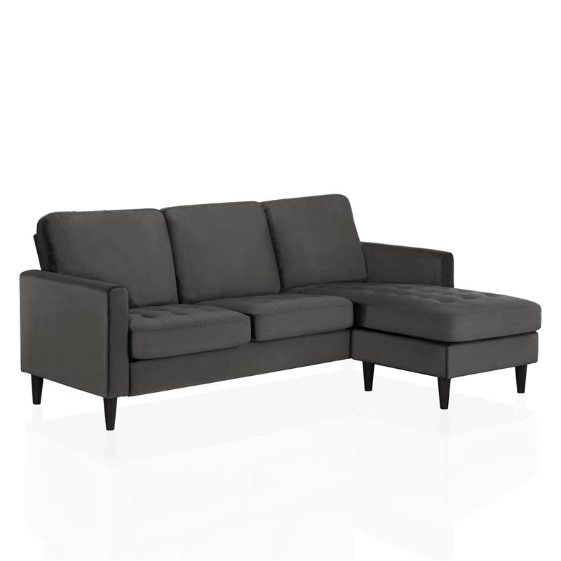 CosmoLiving Strummer Reversible Sectional Sofa Couch in Charcoal Gray