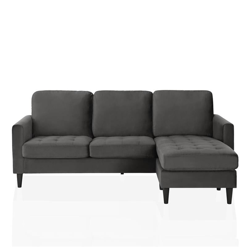 CosmoLiving Strummer Reversible Sectional Sofa Couch in Charcoal Gray