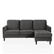 CosmoLiving Strummer Reversible Sectional Sofa Couch in Charcoal Gray
