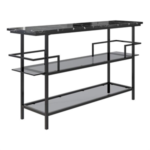 cosmoliving barlow console unit black faux marble and black metal frame