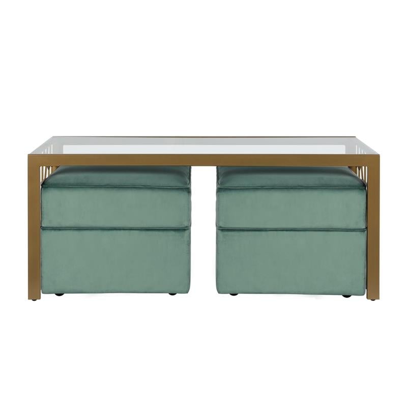 CosmoLiving Juliette Glass Top Coffee Table Brass in Tempered Glass