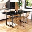CosmoLiving Astor Dining Table Black Marble Top with Black Legs