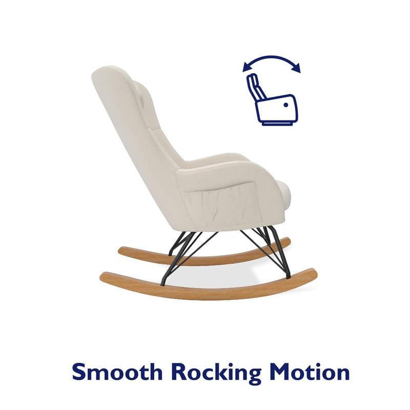 Baby Relax Cranbrook Rocker Accent Chair with Storage Pockets in Beige