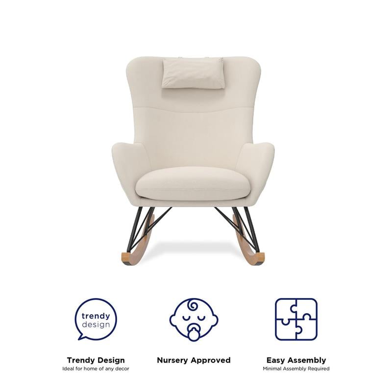 Baby Relax Cranbrook Rocker Accent Chair with Storage Pockets in Beige
