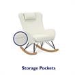 Baby Relax Cranbrook Rocker Accent Chair with Storage Pockets in White