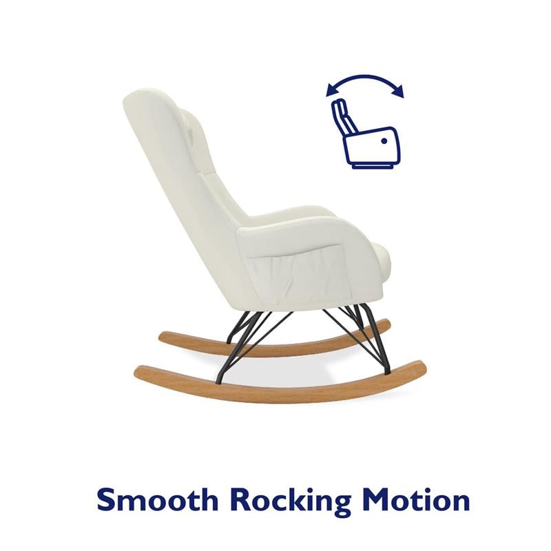 Baby Relax Cranbrook Rocker Accent Chair with Storage Pockets in White