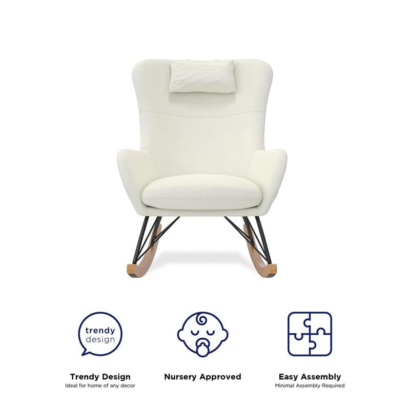Baby Relax Cranbrook Rocker Accent Chair with Storage Pockets in White