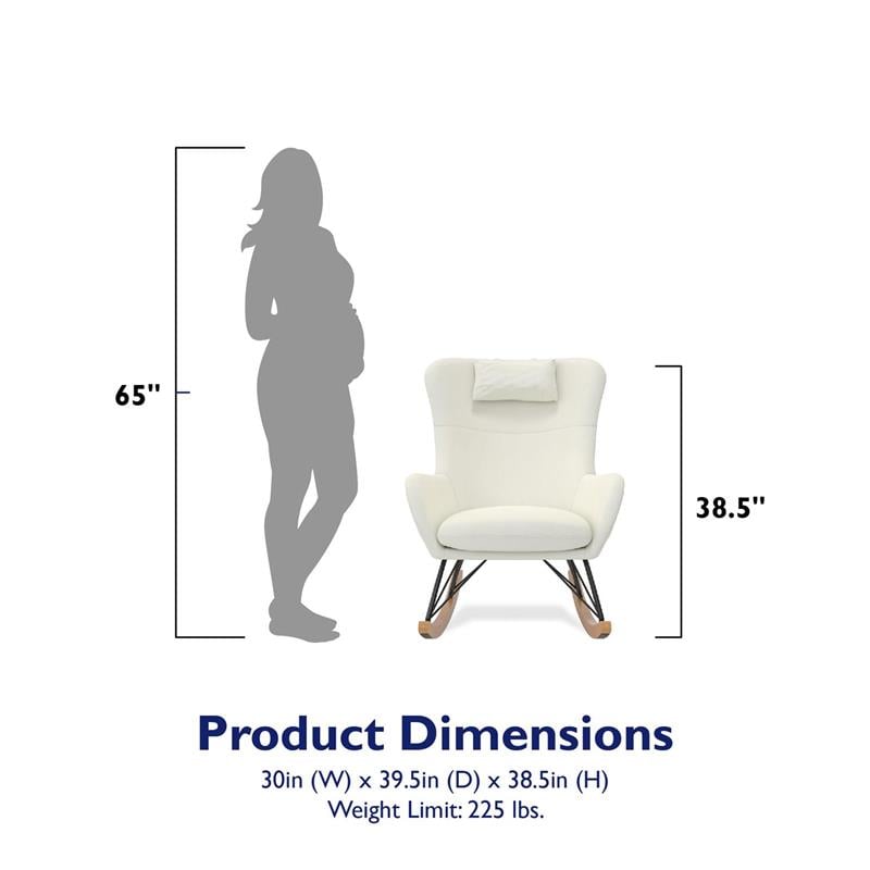 Baby Relax Cranbrook Rocker Accent Chair with Storage Pockets in White