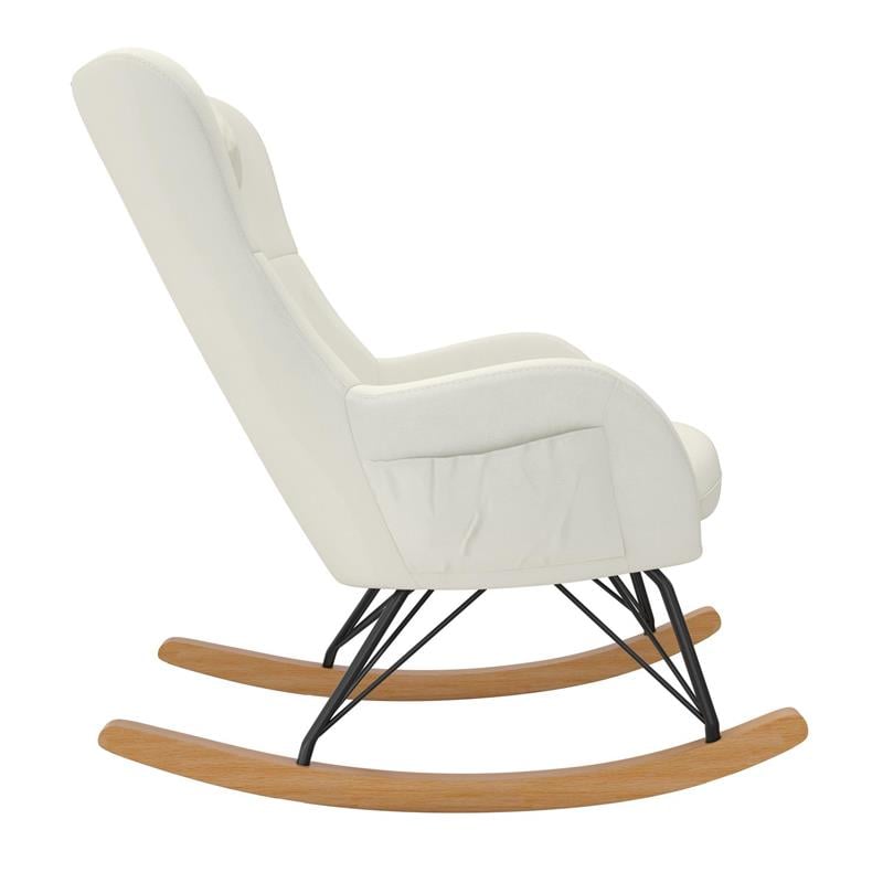 Baby Relax Cranbrook Rocker Accent Chair with Storage Pockets in White