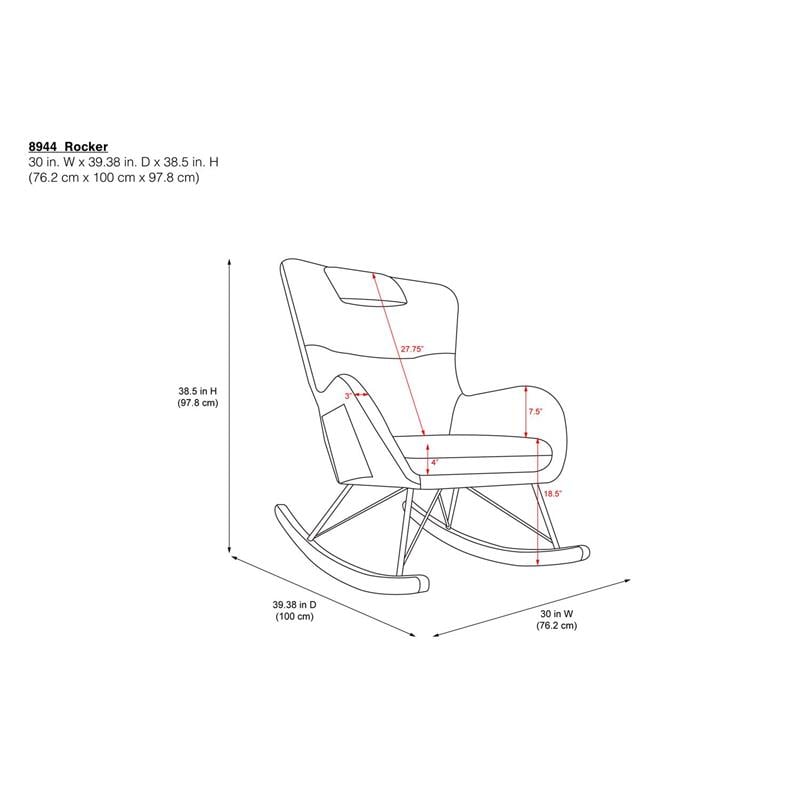 Baby Relax Cranbrook Rocker Accent Chair with Storage Pockets in White