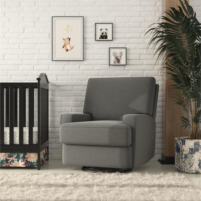 Baby Relax Rylan Swivel Glider Recliner Chair Coil Seating in  Dark Gray