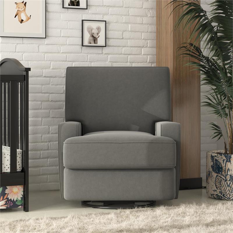 Baby Relax Rylan Swivel Glider Recliner Chair Coil Seating in  Dark Gray