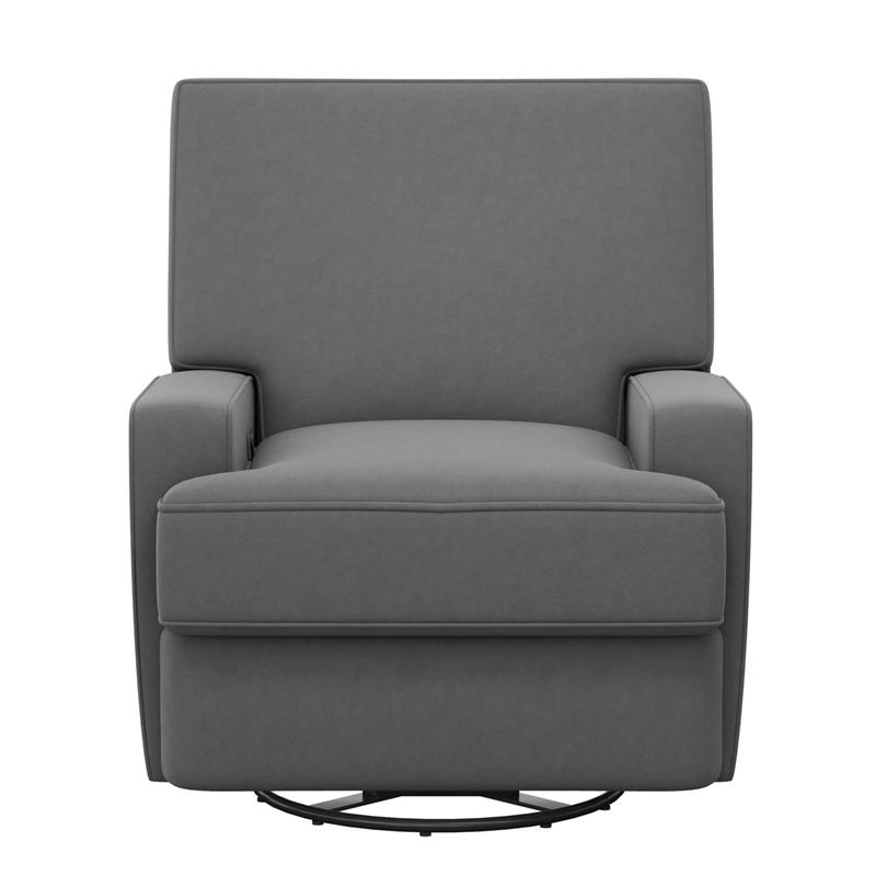 Baby Relax Rylan Swivel Glider Recliner Chair Coil Seating in  Dark Gray