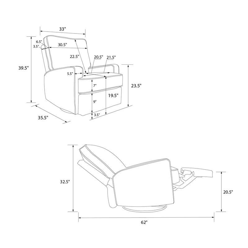 Baby Relax Rylan Swivel Glider Recliner Chair Coil Seating in  Dark Gray