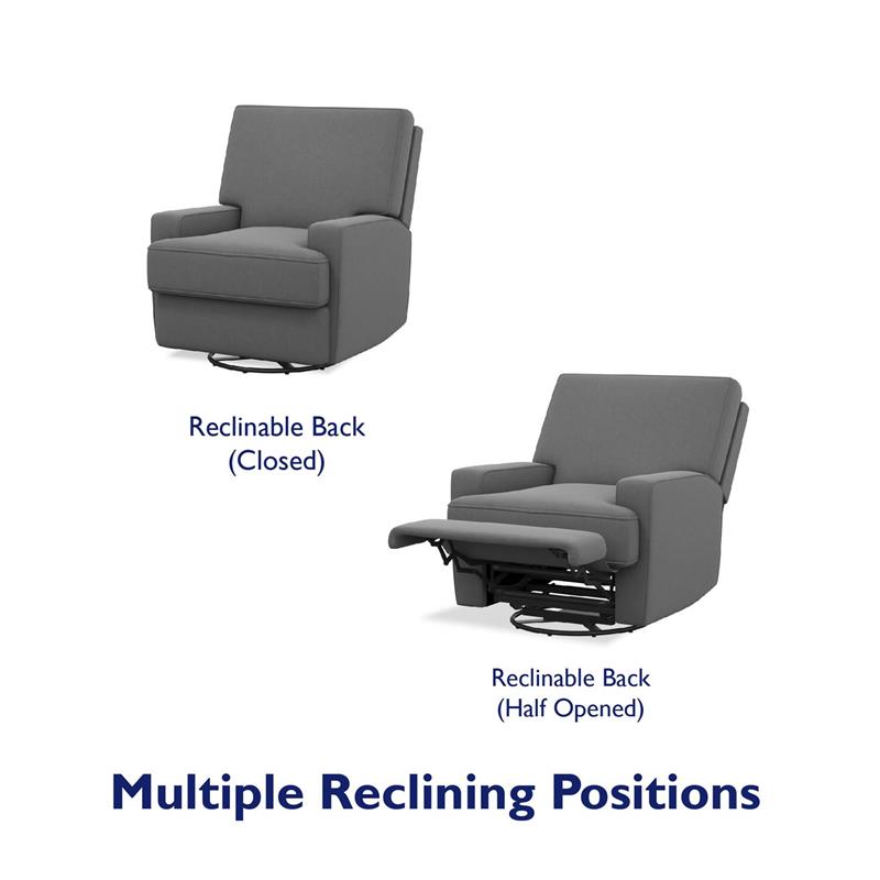 Baby Relax Rylan Swivel Glider Recliner Chair Coil Seating in  Dark Gray