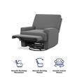 Baby Relax Rylan Swivel Glider Recliner Chair Coil Seating in  Dark Gray