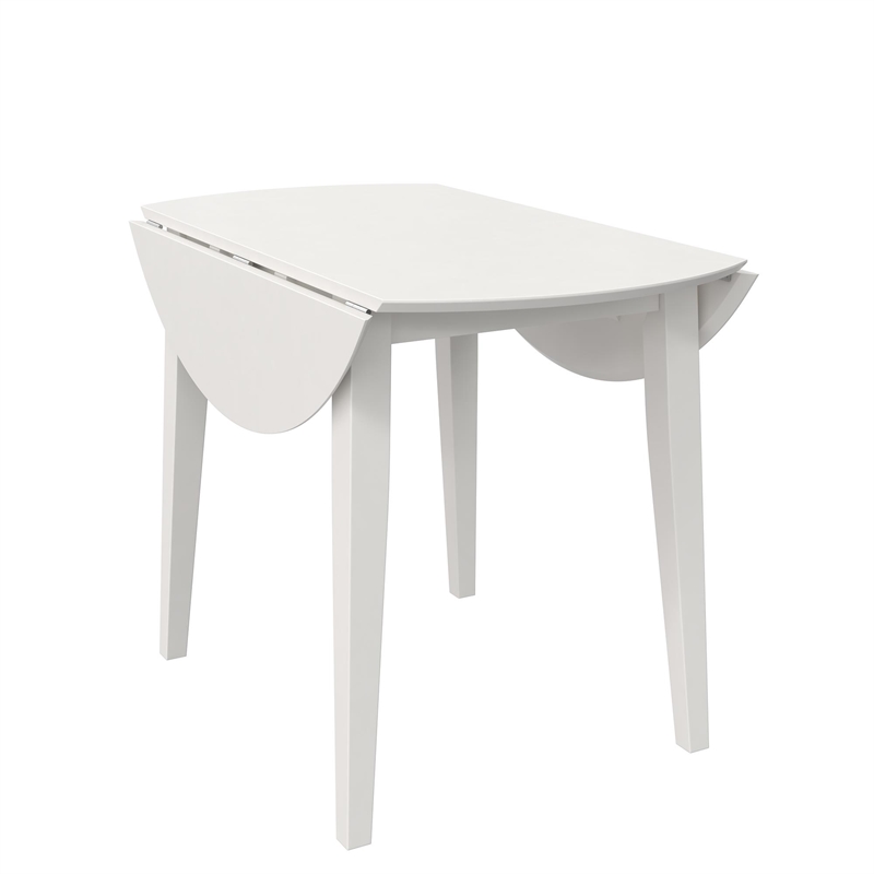 Novogratz Brooks 3-Piece Wood Dining Set with Double Drop Leaf in White