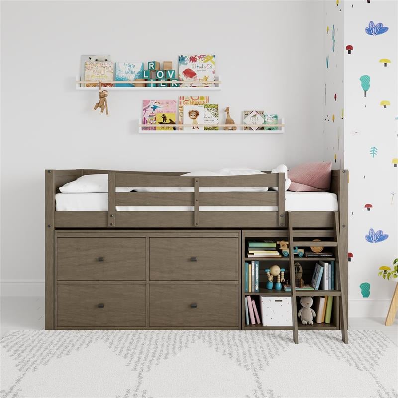 DHP Maruva Open 3 Shelf Storage Unit  Kids Bedroom Organizer in French Gray