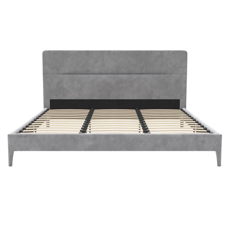 CosmoLiving Westerleigh Upholstered Platform Bed King in Light Gray Velvet
