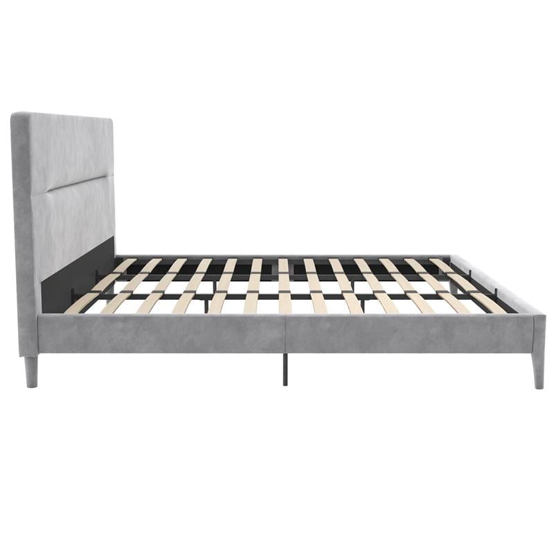 CosmoLiving Westerleigh Upholstered Platform Bed King in Light Gray Velvet