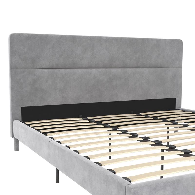 CosmoLiving Westerleigh Upholstered Platform Bed King in Light Gray Velvet