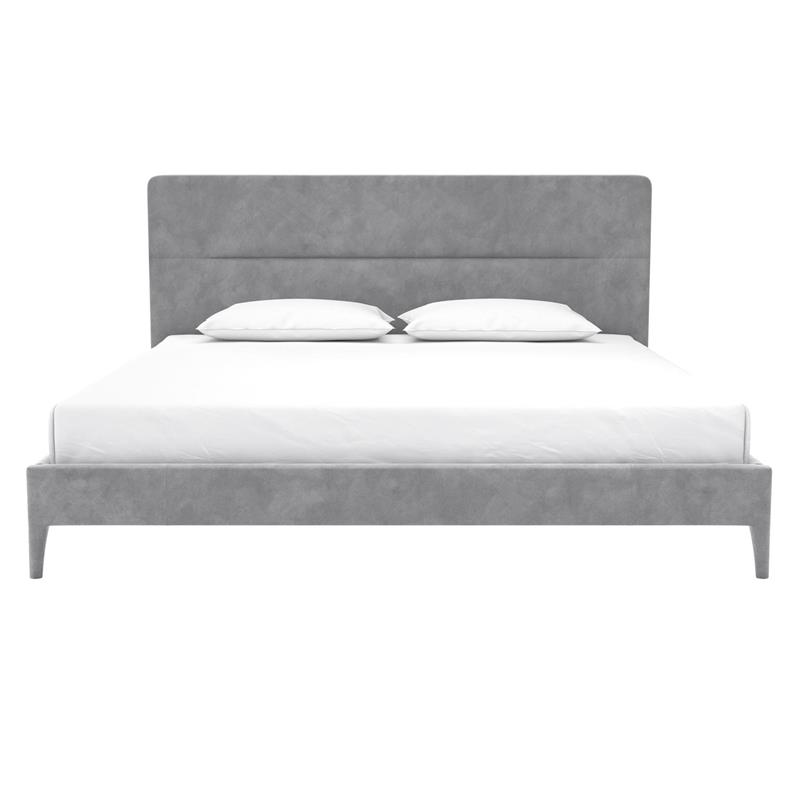CosmoLiving Westerleigh Upholstered Platform Bed King in Light Gray Velvet
