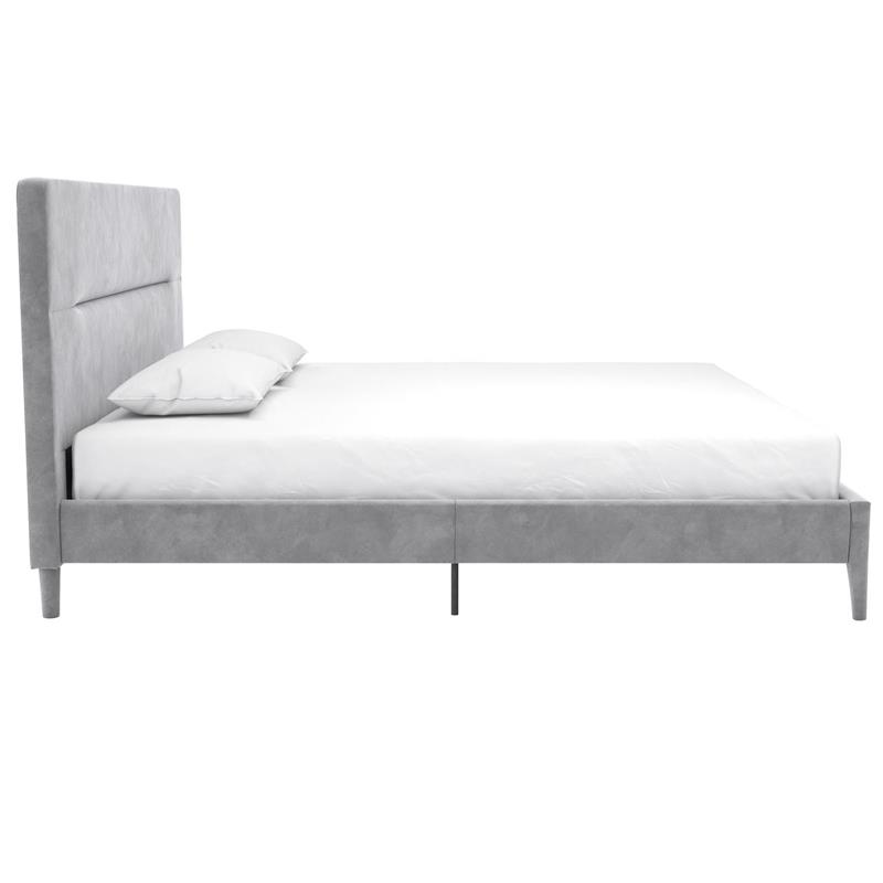 CosmoLiving Westerleigh Upholstered Platform Bed King in Light Gray Velvet