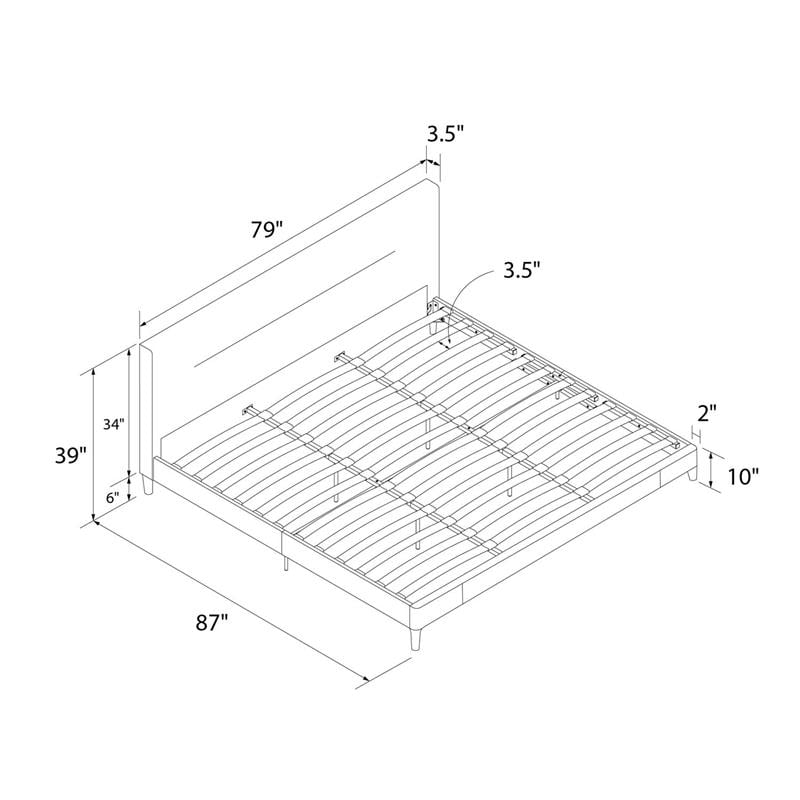 CosmoLiving Westerleigh Upholstered Platform Bed King in Light Gray Velvet