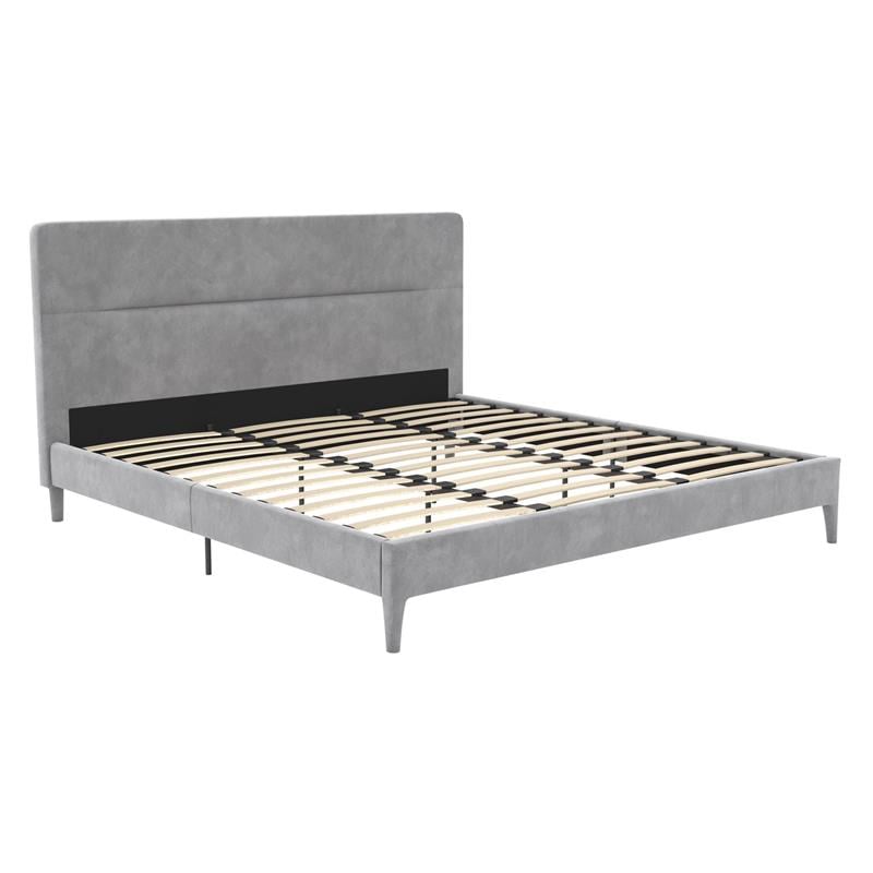 CosmoLiving Westerleigh Upholstered Platform Bed King in Light Gray Velvet