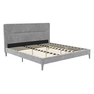 CosmoLiving Westerleigh Upholstered Platform Bed King in Light Gray Velvet