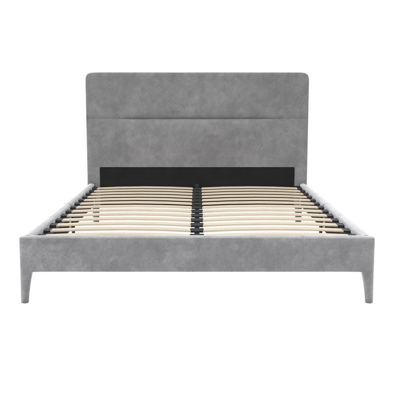 CosmoLiving Westerleigh Upholstered Platform Bed Full in Light Gray Velvet