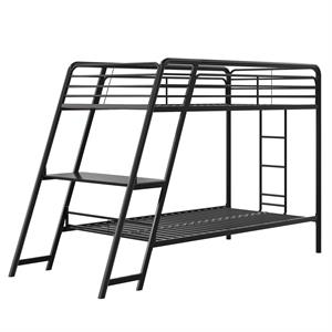 dhp tove bunk bed with side desk twin/twin in black