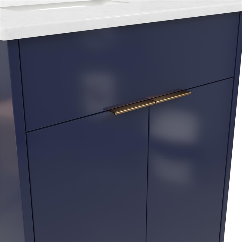 CosmoLiving Leona 36” Bathroom Vanity, Navy with Gold Metal 