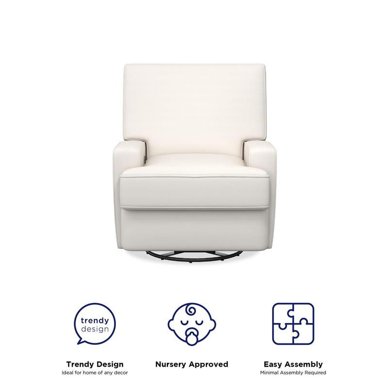 Baby Relax Rylan Swivel Glider Recliner Chair in Coil Seating in White Cymax Business