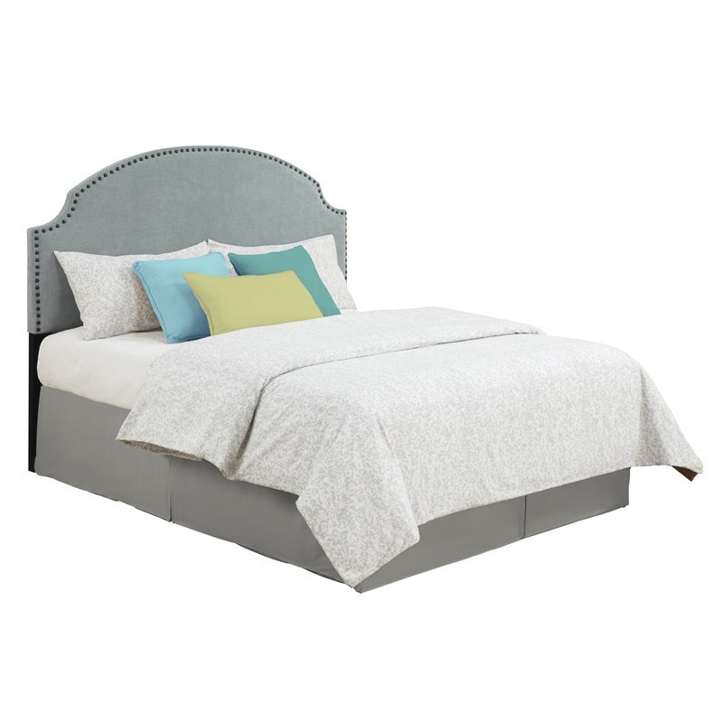 Queen Skylar Nailhead Linen Headboard In Turquoise Blue Da6364re Mwc Queen Skylar Nailhead Linen Headboard In Turquoise Blue