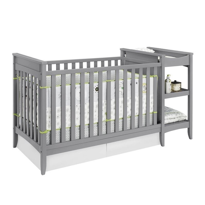 2-in-1 Convertible Crib and Changing Table Combo Set in ...