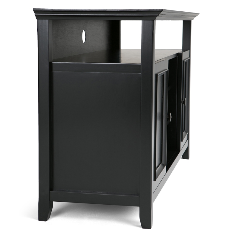 Simpli Home Amherst 54 inch Wide Solid Wood Transitional TV Stand in Black