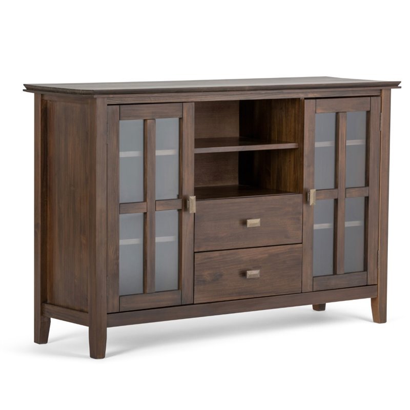 Simpli Home Artisan Medium Storage Cabinet in Tobacco Brown