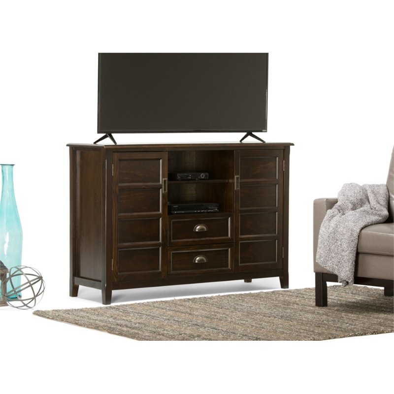 Burlington 36"H Tall Wood TV Media Stand For TVs upto 60" in Dark Espresso Brown 3AXCBURTVS