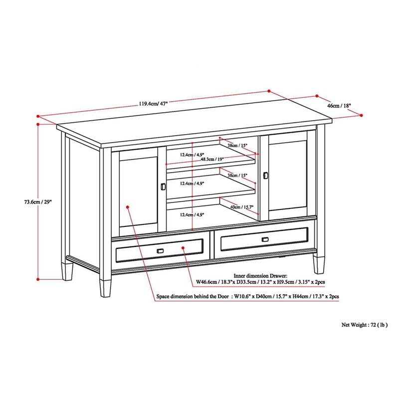 Simpli Home Warm Shaker Wood 47