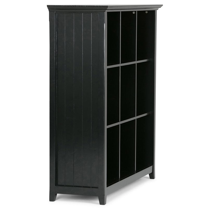 Simpli Home Acadian Wood Transitional 9 Cube Bookcase and Unit in Black