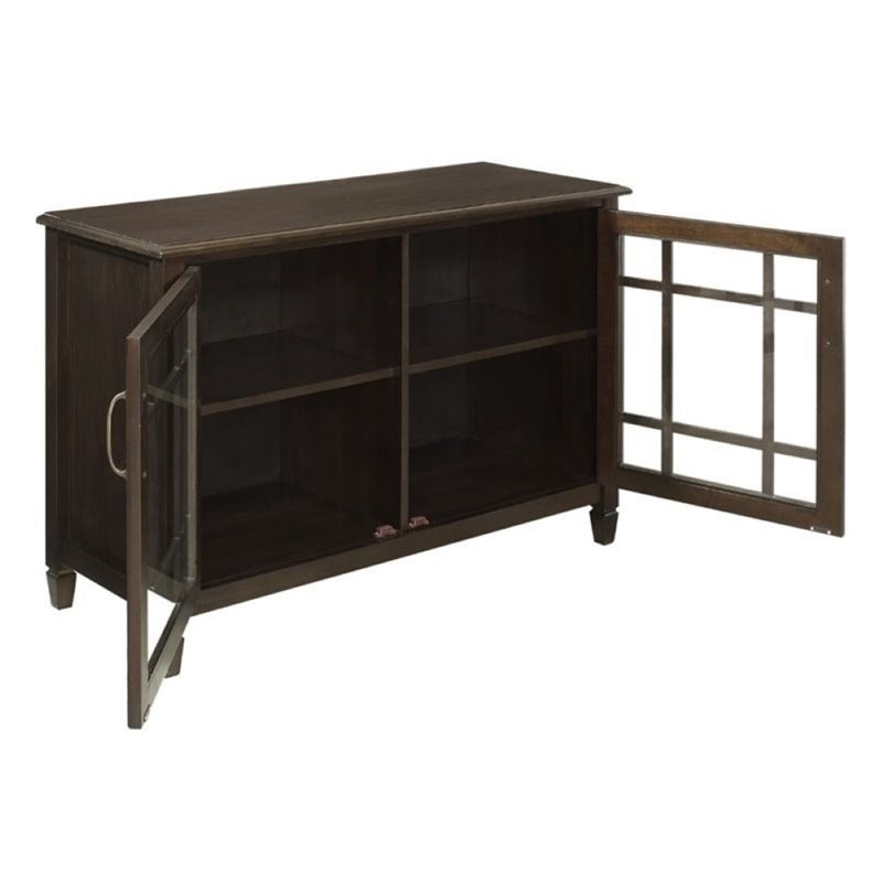 Simpli Home Connaught Storage Cabinet in Dark Chestnut Brown