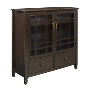 simpli home connaught storage cabinet in dark chestnut brown