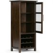 Simpli Home Avalon Wine Rack Cabinet in Tobacco Brown