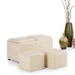 Simpli Home Avalon Faux Leather 5 Piece Storage Ottoman in Cream