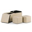 Simpli Home Avalon Faux Leather 5 Piece Storage Ottoman in Cream