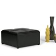 Simpli Home Avalon Faux Leather Coffee Table Storage Ottoman in Midnight Black